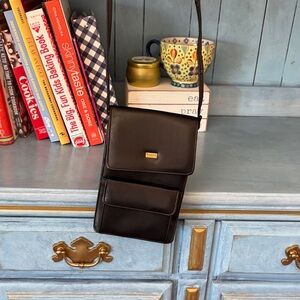 Buxton Black Leather Crossbody Messenger Bag